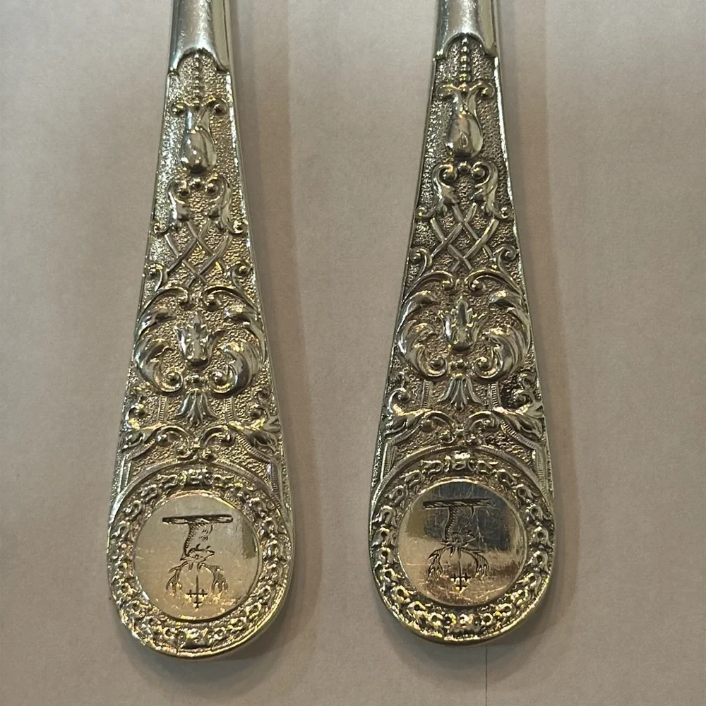 ANTIQUE VICTORIAN Thomas Prime & Son‎ Stag Antlers 2 Set of Butter Knives